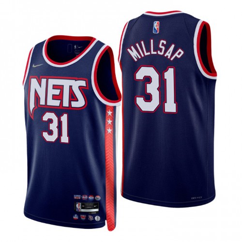 Brooklyn Brooklyn Nets #31 Paul Millsap Mens Navy 2021/22 Swingman Jersey - City Edition Mens