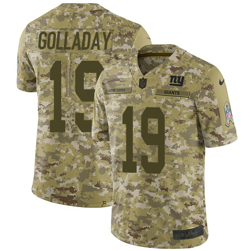 New York Giants #19 Kenny Golladay Camo Men's Stitched Limited 2018 Salute To Service Jersey Men's