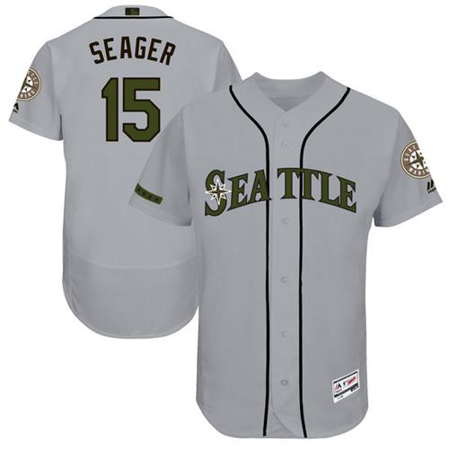 Seattle Mariners #15 Kyle Seager Grey Flexbase Authentic Collection Memorial Day Stitched Jersey Men's