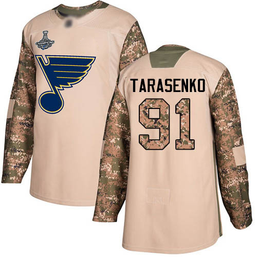 Adidas St. Louis Blues #91 Vladimir Tarasenko Camo Authentic 2017 Veterans Day Stanley Cup Champions Stitched Youth Jersey Youth