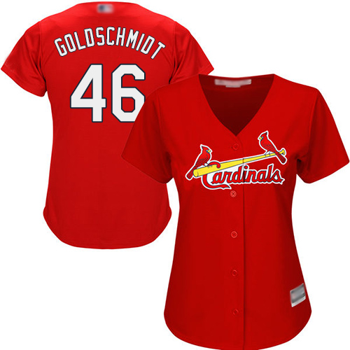 St.Louis Cardinals #46 Paul Goldschmidt Red Alternate Women's Stitched Jersey Womens