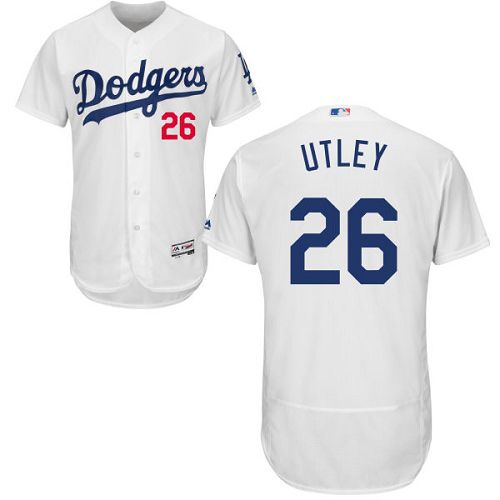Los Angeles Dodgers #26 Chase Utley White Flexbase Authentic Collection Stitched Jersey Men's