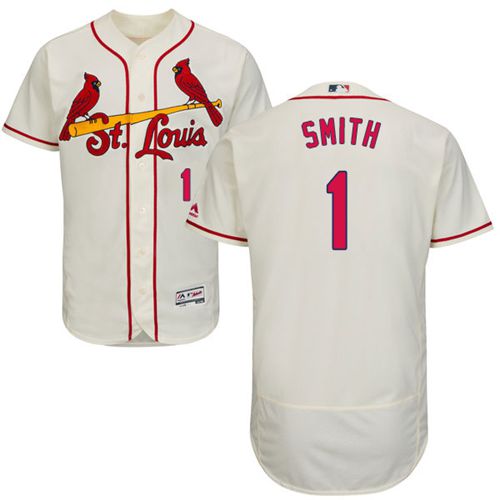 St.Louis Cardinals #1 Ozzie Smith Cream Flexbase Authentic Collection Stitched Jersey Men's