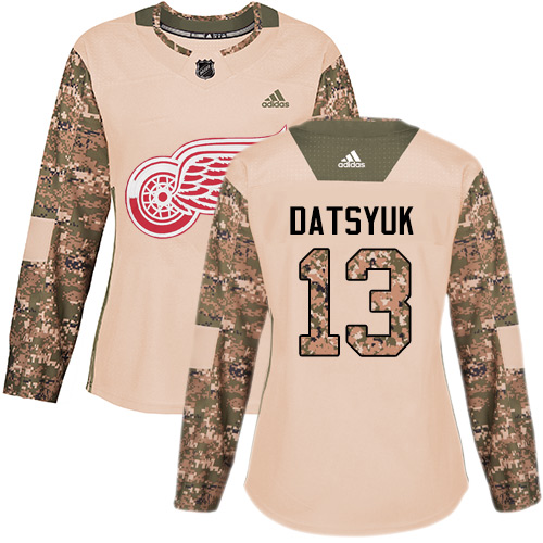 Adidas Detroit Red Wings #13 Pavel Datsyuk Camo Authentic 2017 Veterans Day Women's Stitched Jersey Womens