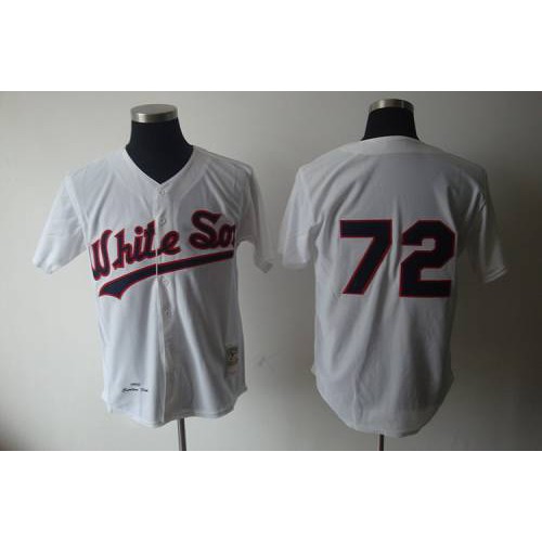 1990 Mitchell and Ness Chicago White Sox #72 Carlton Fisk White Throwback Stitched Jersey Men's