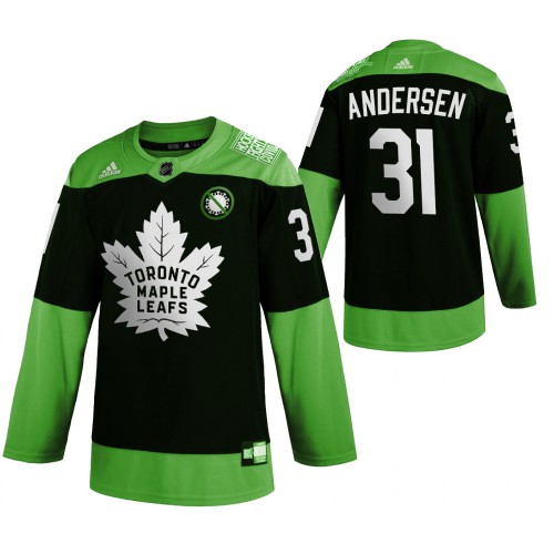 Toronto Maple Toronto Maple Leafs #31 Frederik Andersen Men's Adidas Green Hockey Fight nCoV Limited Jersey Men's