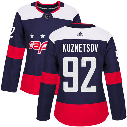 Adidas Washington Capitals #92 Evgeny Kuznetsov Navy Authentic 2018 Stadium Series Women's Stitched Jersey Womens