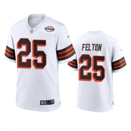 Men's Cleveland Browns #25 Demetric Felton 1946 Collection Alternate Game Limited Jersey - White Men's
