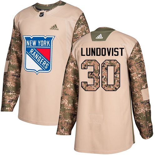 Adidas New York Rangers #30 Henrik Lundqvist Camo Authentic 2017 Veterans Day Stitched Youth Jersey Youth