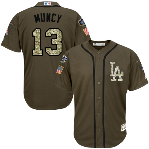 Los Angeles Dodgers #13 Max Muncy Green Salute to Service Stitched Jersey Men's