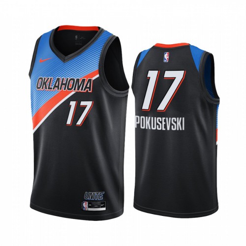 Oklahoma City Thunder #17 Aleksej Pokusevski Black Womens Swingman 2020-21 City Edition Jersey Womens