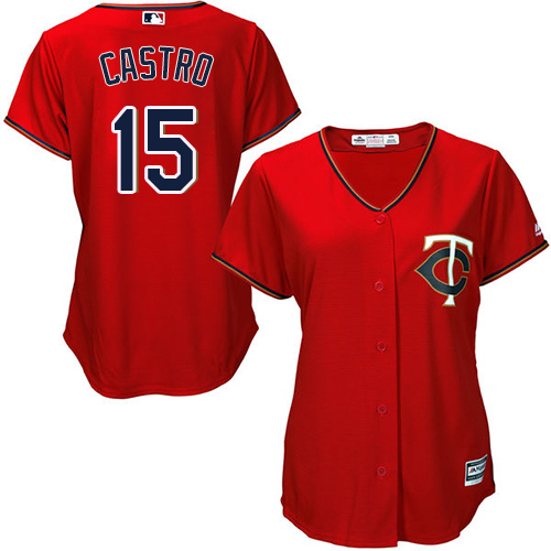 Minnesota Twins #15 Jason Castro Red Alternate Women's Stitched Jersey Womens