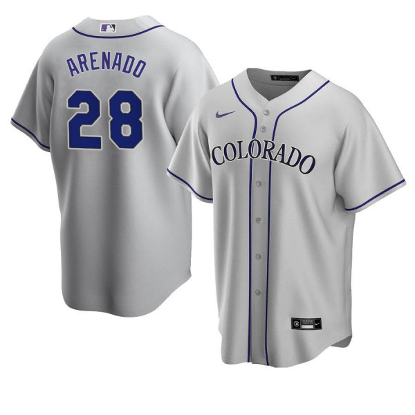 Men's Youth Women's Colorado Rockies 28 Replica 2020 Gray Road Nolan Arenado Jersey