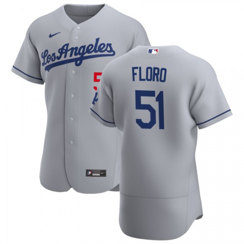 Los Angeles Los Angeles Dodgers #51 Dylan Floro Men's Gray Road 2020 Authentic Team Jersey Men's