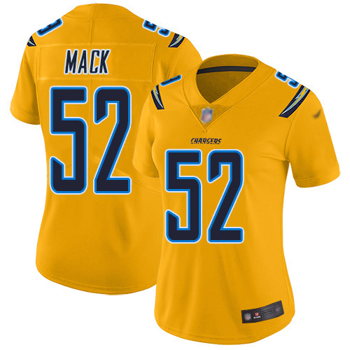 Chargers #52 Khalil Mack Gold Women's Stitched Limited Inverted Legend Jersey