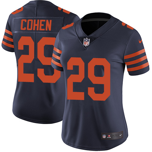 Bears #29 Tarik Cohen Navy Blue Alternate Women's Stitched Vapor Untouchable Limited Jersey
