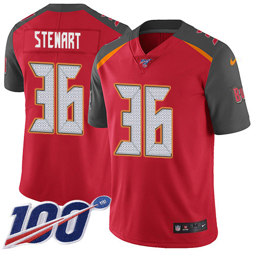 Tampa Bay Buccaneers #36 M.J. Stewart Red Team Color Youth Stitched 100th Season Vapor Untouchable Limited Jersey Youth