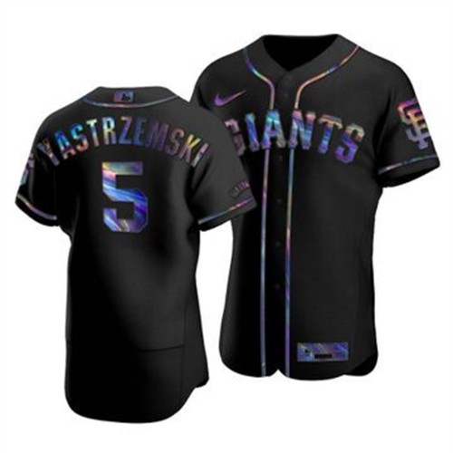 San Francisco San Francisco Giants #5 Mike Yastrzemski Men's Iridescent Holographic Collection Jersey - Black Men's