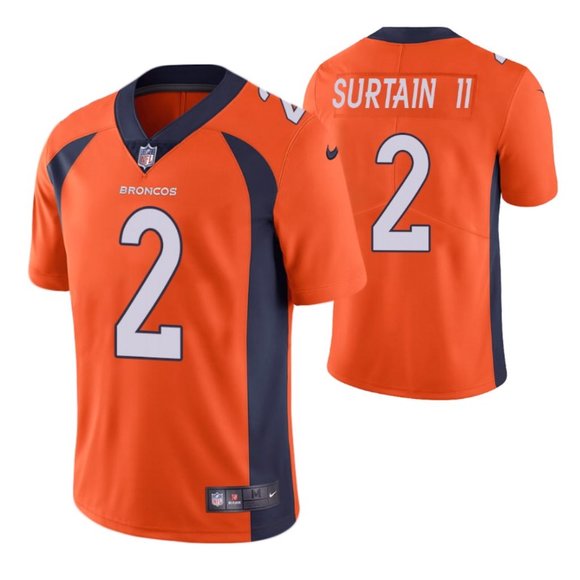 Broncos #2 Patrick Surtain II Orange Team Color Youth Stitched Vapor Untouchable Limited Jersey