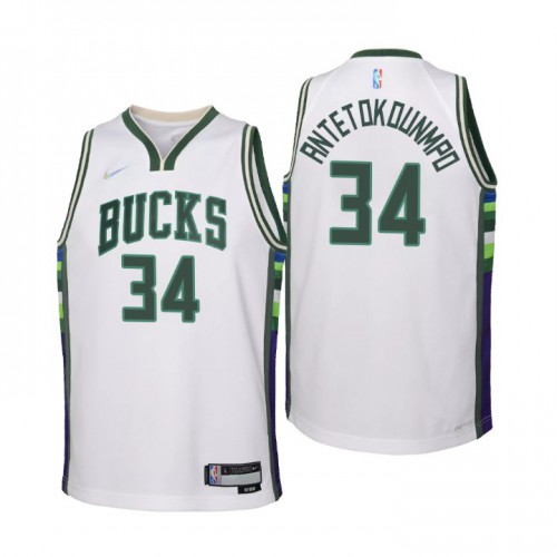 Milwaukee Milwaukee Bucks #34 Giannis Antetokounmpo Youth White 2021/22 Swingman Jersey - City Edition Youth