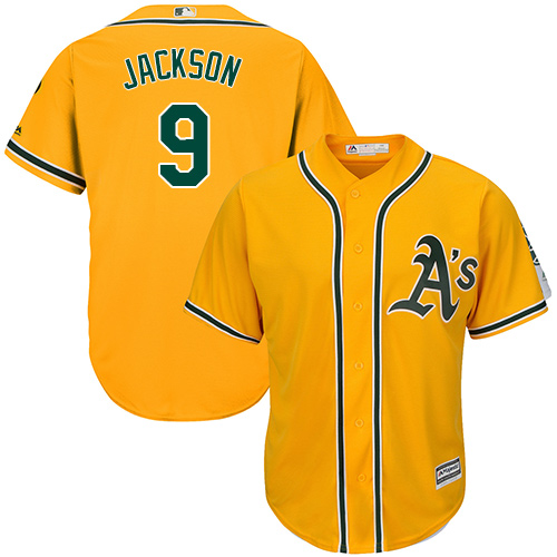 Oakland Athletics #9 Reggie Jackson Gold Cool Base Stitched Youth Jersey Youth