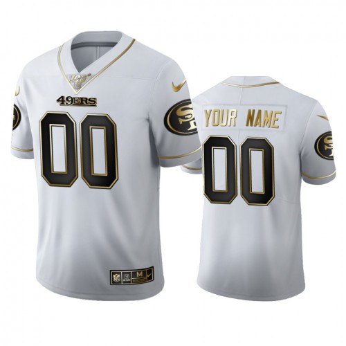 San Francisco 49ers Custom Men's White Golden Edition Vapor Limited 100 Jersey