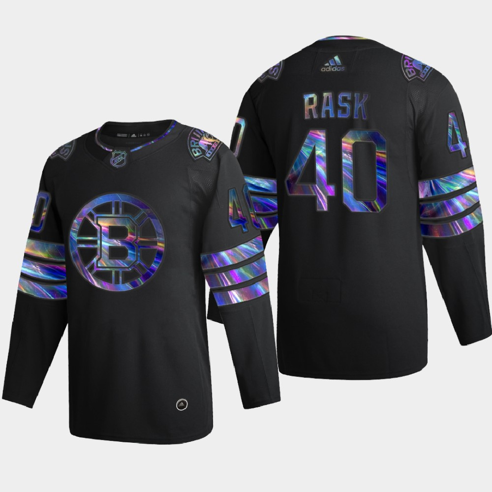Washington Bruins #40 Tuukka Rask Men's Iridescent Holographic Collection Jersey - Black