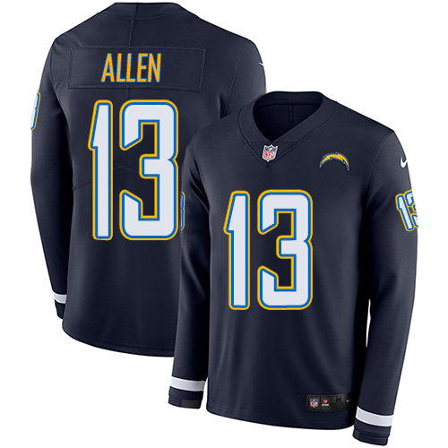 Chargers #13 Keenan Allen Navy Blue Team Color Men's Stitched Limited Therma Long Sleeve Jersey