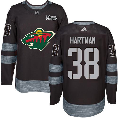 Adidas Minnesota Wild #38 Ryan Hartman Black 1917-2017 100th Anniversary Stitched Jersey Men's