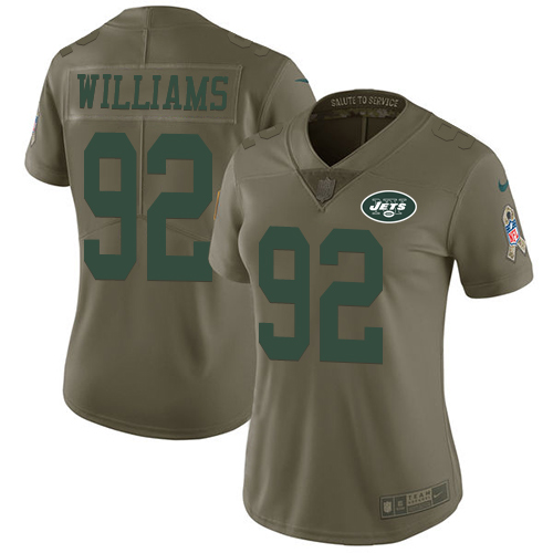 New York Jets #92 Leonard Williams Olive Women's Stitched Limited 2017 Salute to Service Jersey Womens