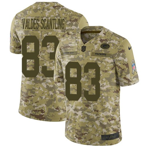 Green Bay Packers #83 Marquez Valdes-Scantling Camo Men's Stitched Limited 2018 Salute To Service Jersey Men's