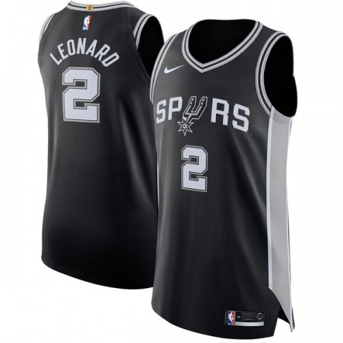 San Antonio Spurs #2 Kawhi Leonard Black Authentic Icon Edition Jersey Mens