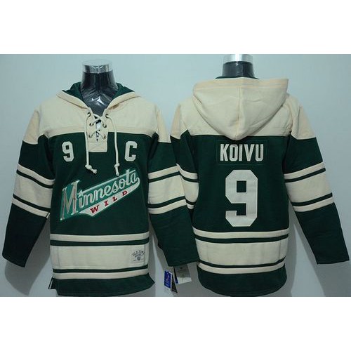 Minnesota Wild #9 Mikko Koivu Green Sawyer Hooded Sweatshirt Stitched Jersey Men's