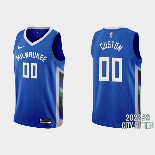 Milwaukee Bucks Custom Men's Blue 2022-23 Jersey - City Edition