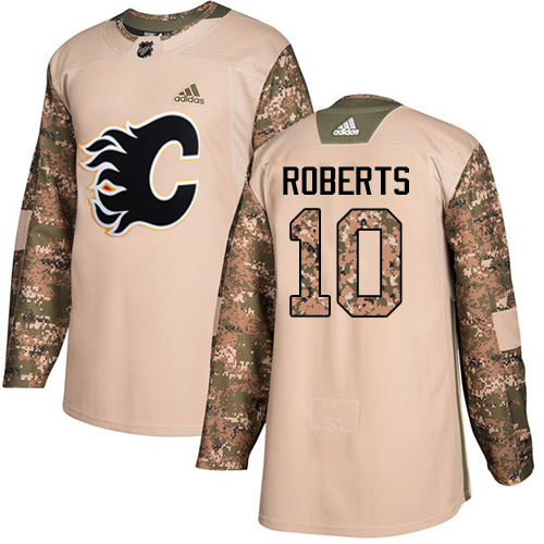Adidas Calgary Flames #10 Gary Roberts Camo Authentic 2017 Veterans Day Stitched Jersey Men's