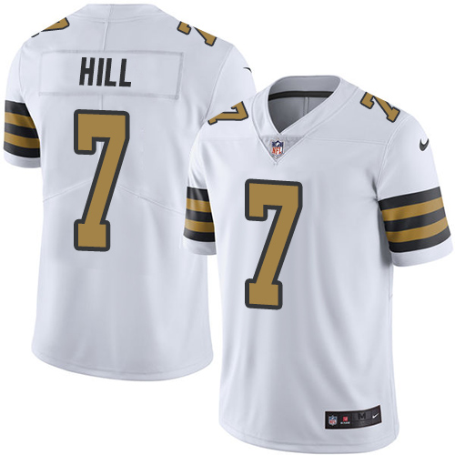 Saints #7 Taysom Hill White Men's Stitched Limited Rush Jersey