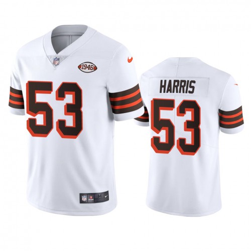 Cleveland Cleveland Browns #53 Nick Harris 1946 Collection Alternate Vapor Limited Jersey - White Men's