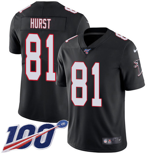 Atlanta Falcons #81 Hayden Hurst Black Alternate Youth Stitched 100th Season Vapor Untouchable Limited Jersey Youth