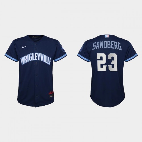 Chicago Chicago Cubs #23 Ryne Sandberg Youth 2021 City Connect Navy Jersey Youth