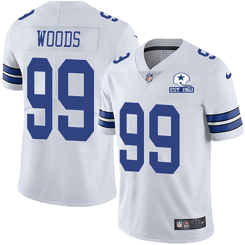 Dallas Cowboys #99 Antwaun Woods White Men's Stitched With Established In 1960 Patch Vapor Untouchable Limited Jersey Men's