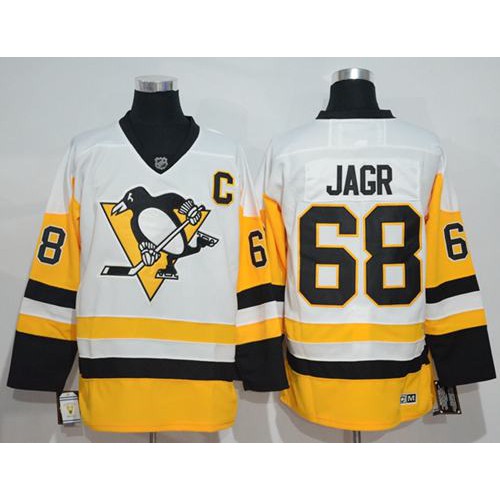 Pittsburgh Penguins #68 Jaromir Jagr White New Away Stitched Jersey Men's