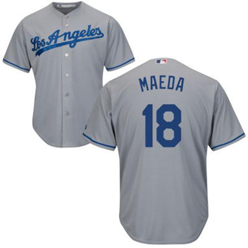 Los Angeles Dodgers #18 Kenta Maeda Grey Cool Base Stitched Youth Jersey Youth