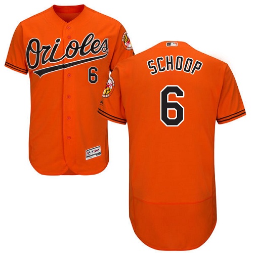 Baltimore Orioles #6 Jonathan Schoop Orange Flexbase Authentic Collection Stitched Jersey Men's