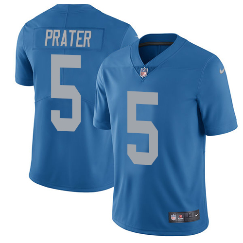 Detroit Lions #5 Matt Prater Blue Throwback Youth Stitched Vapor Untouchable Limited Jersey Youth