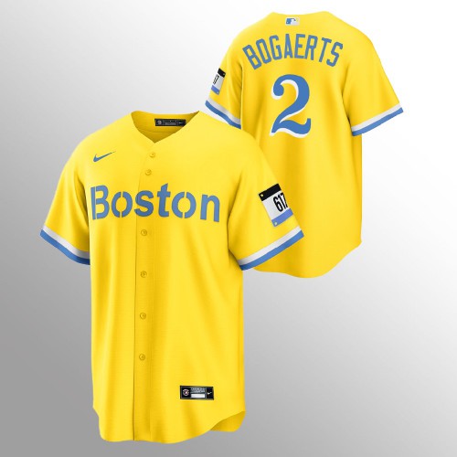 Boston Boston Red Sox #2 Xander Bogaerts Men's 2021 City Connect Gold Fans Version Jersey Men's