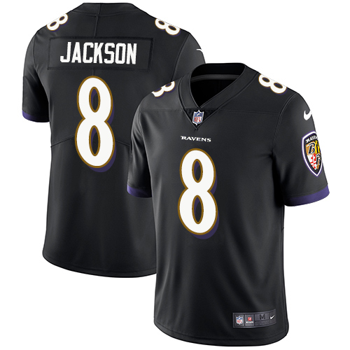 Ravens #8 Lamar Jackson Black Alternate Men's Stitched Vapor Untouchable Limited Jersey