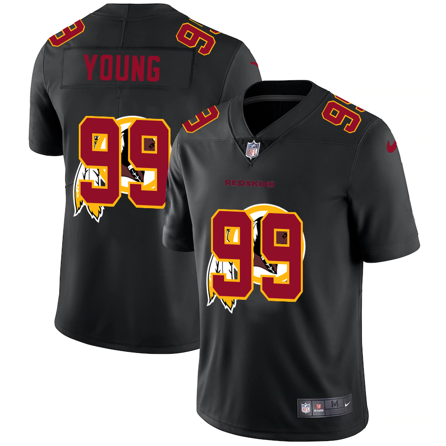 Washington Commanders #99 Chase Young Men's Team Logo Dual Overlap Limited Jersey Black