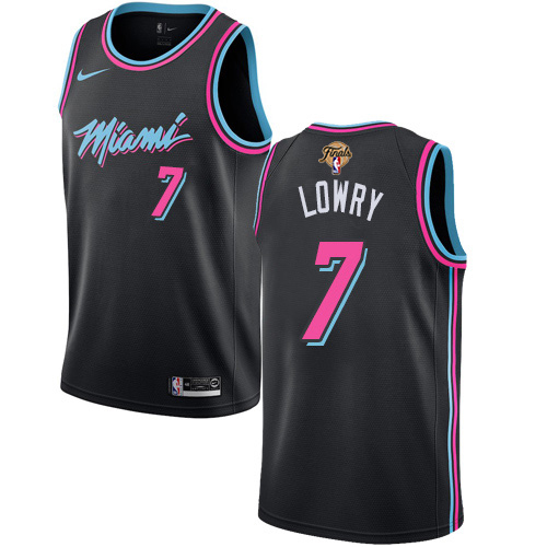Miami Heat #7 Kyle Lowry Black 2023 Finals Patch Swingman City Edition Jersey
