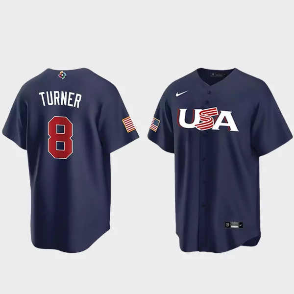 Trea Turner 8 USA Baseball 2023 World Baseball Classic Jersey – Navy