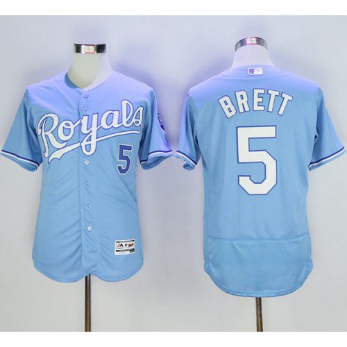 Kansas City Royals #5 George Brett Light Blue Flexbase Authentic Collection Stitched Jersey Men's